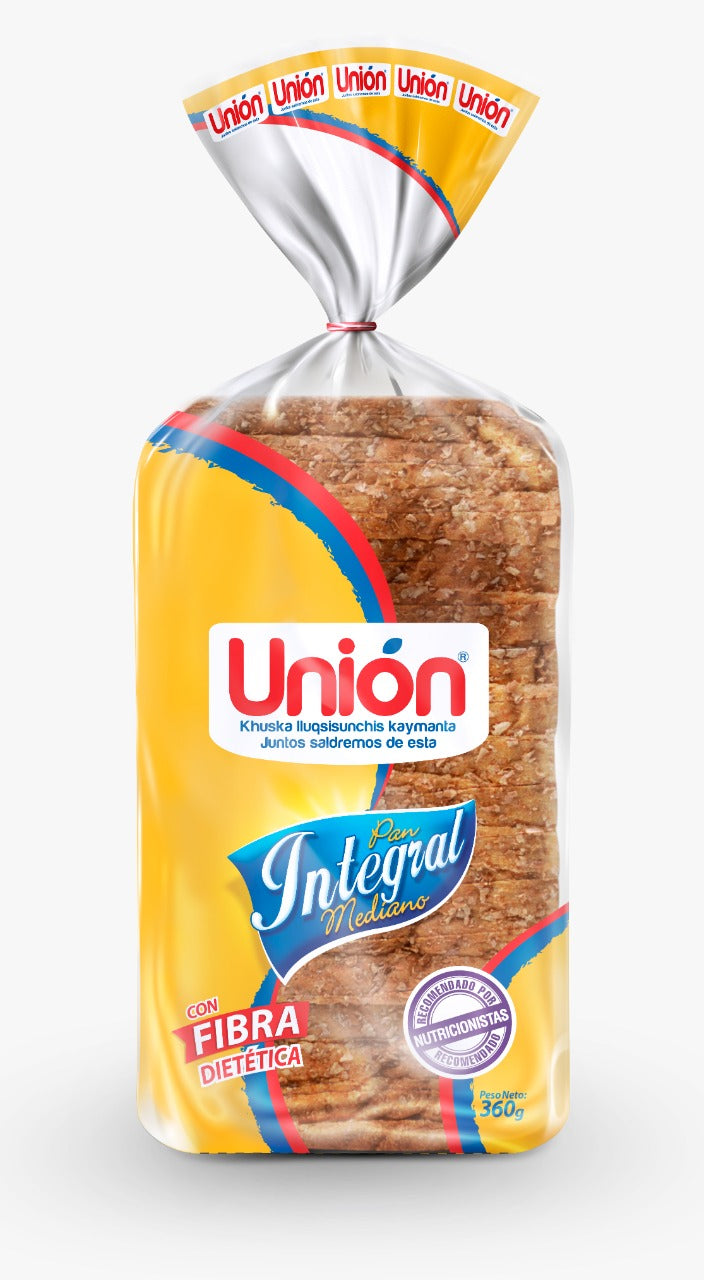 Pan integral mediano x 360gr Unión 2pack