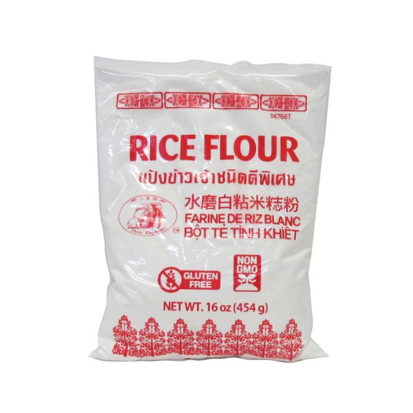 Harina de arroz natural 454 gr Three Elephants caja x 24 unids