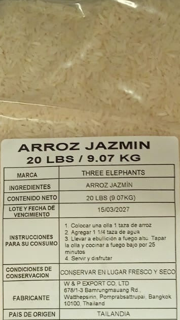 Three Elephants Jasmine Rice 20lb (9.07kg)