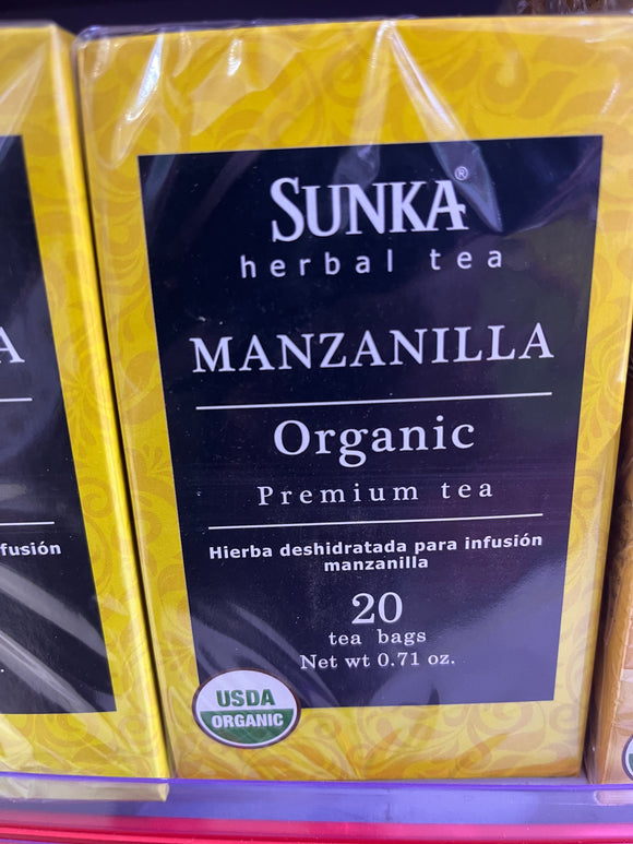 Té orgánico premium Manzanilla, 20 bolsitas filtrantes 2.2grs