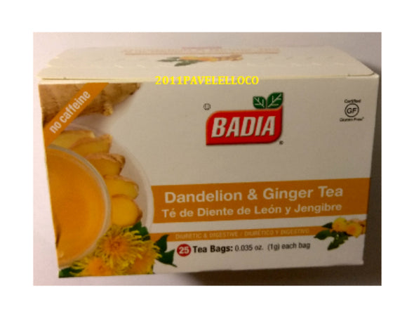 Té de Diente de Léon y Jengibre Badia caja x 25 sobre