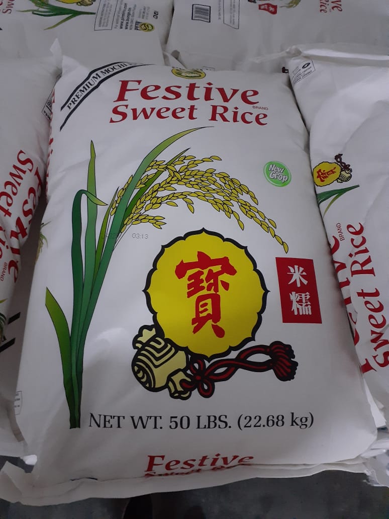 Festive arroz glutinoso 50lb saco