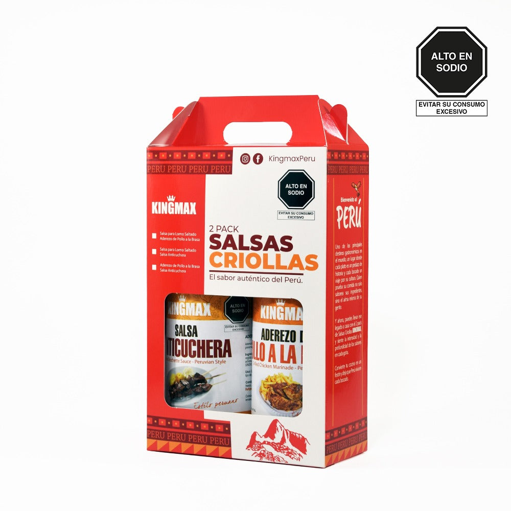 Pack Salsas Criollas Aderezo Pollo a la Brasa+ Salsa Anticuchera 445ml KingMax