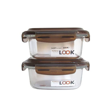 Contenedor Komax glass look set 2 unids