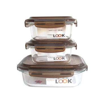 Contenedor Komax glass look set 3 unids