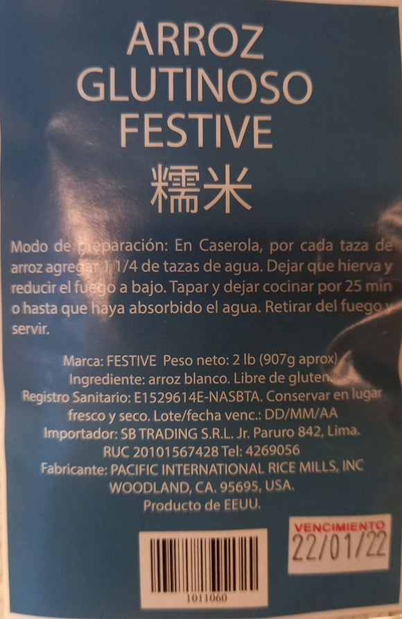 Festive arroz glutinoso 2 lb bol