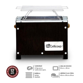Mini Black Chinese Box + Nickel-Plated Rod Grill 40x30x30, Grillcorp