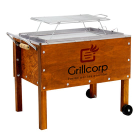 Premium Medium Mahogany China Box + Nickel-Plated Rod Grill 70x40x55 cm Grillcorp