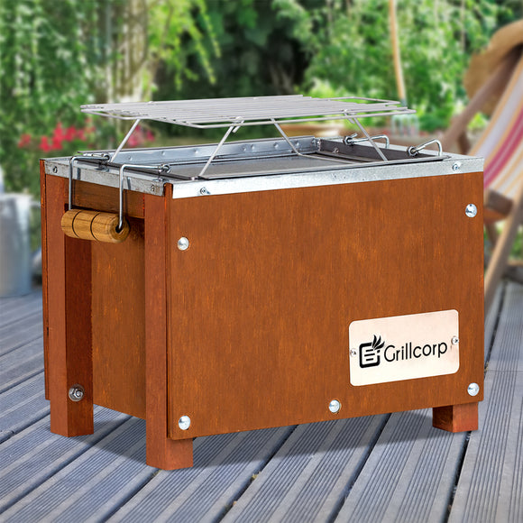 Mini Galvanized Mahogany Chinese Box + Nickel-Plated Rod Grill 40x30x30, Grillcorp
