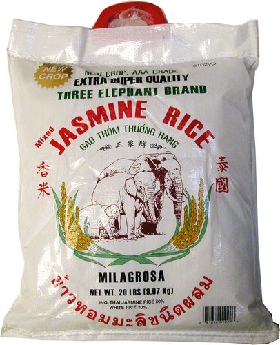Three Elephants Arroz Jazmin 20lb (9.07kg)