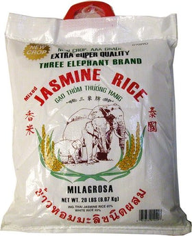 Three Elephants Jasmine Rice 20lb (9.07kg)