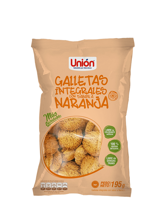 Galletas integrales de naranja unión x 195gr ( pack x 4 unid )